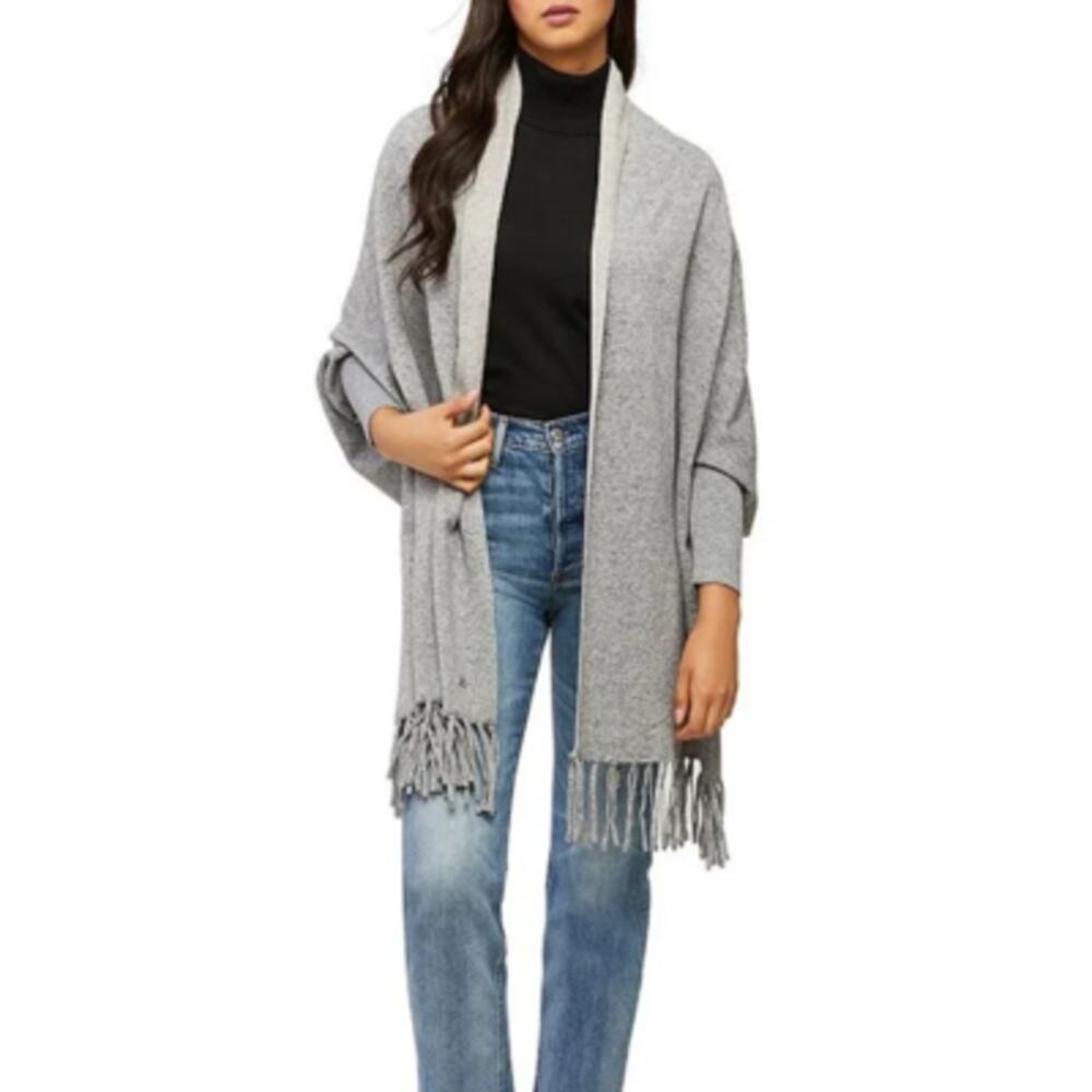 Soia & Kyo Miku Scarfigan Shawl Wrap Linen Blend Gray One Size